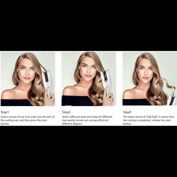 LCD Auto Ceramic Rotating Curling Iron Wand Anti-Scald Air Spin N Hair Curler - Picture 6 of 8